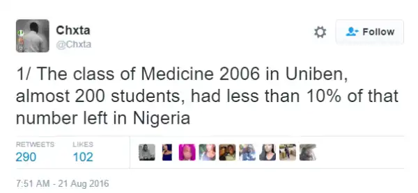 Over 190 medical doctors from UNIBEN allegedly abandon Nigeria for greener pastures